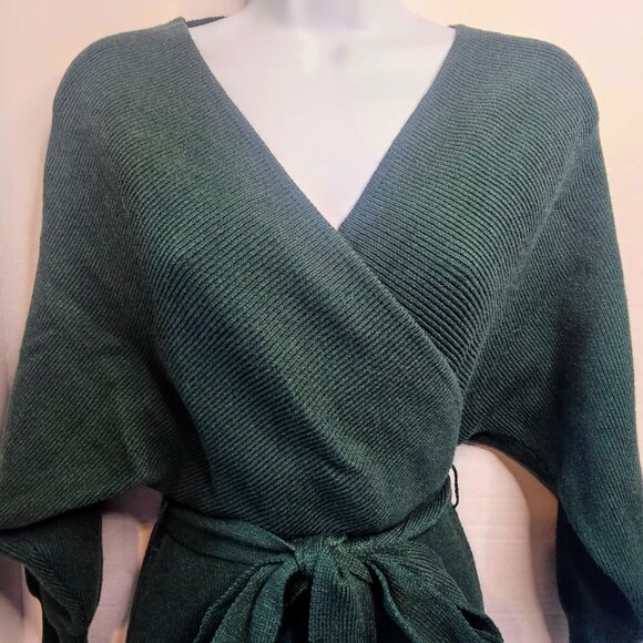 IDEM DITTO OVERSIZED 3/4 DOLMAN SLEEVE FOREST GREEN SWEATER DRESS SZ SM 1CALLOUT - Picture 2 of 10